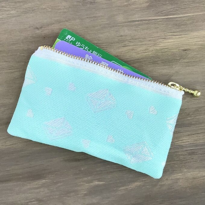 【ラブレター】畳縁 ぺたんこ ミニポーチ 小銭入れ カードケース ミント色 手紙 ハート 薄荷色