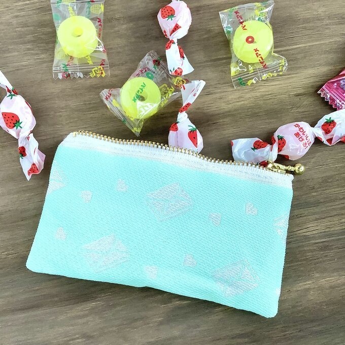 【ラブレター】畳縁 ぺたんこ ミニポーチ 小銭入れ カードケース ミント色 手紙 ハート 薄荷色