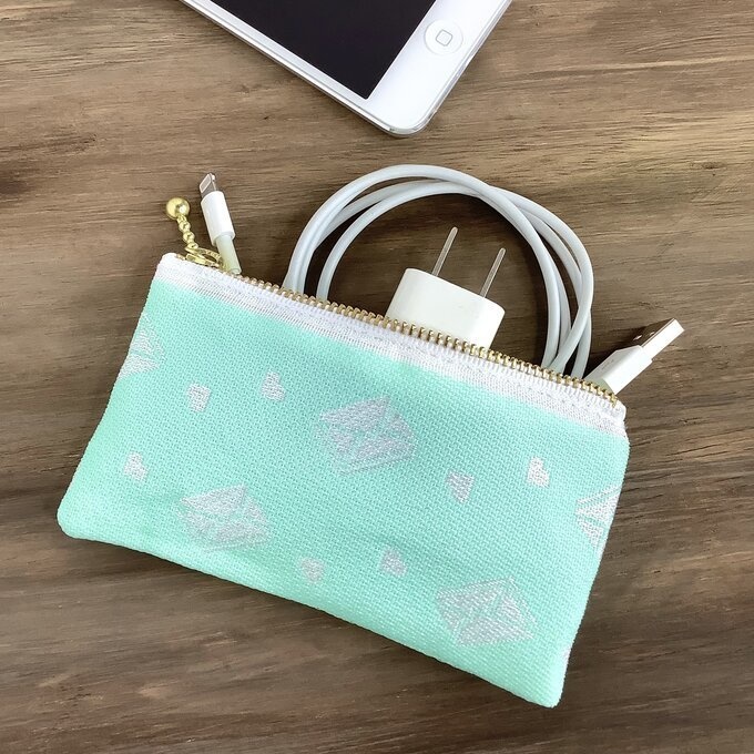 【ラブレター】畳縁 ぺたんこ ミニポーチ 小銭入れ カードケース ミント色 手紙 ハート 薄荷色