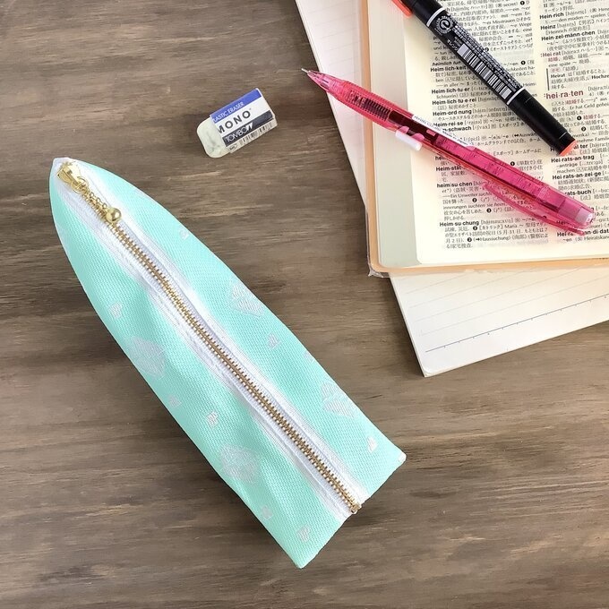 【ラブレター】畳縁 ぺたんこ ミニポーチ 小銭入れ カードケース ミント色 手紙 ハート 薄荷色