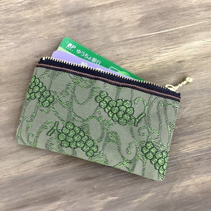 【マスカット】畳縁 ぺたんこ ミニポーチ 小銭入れ カードケース グリーン ワイン