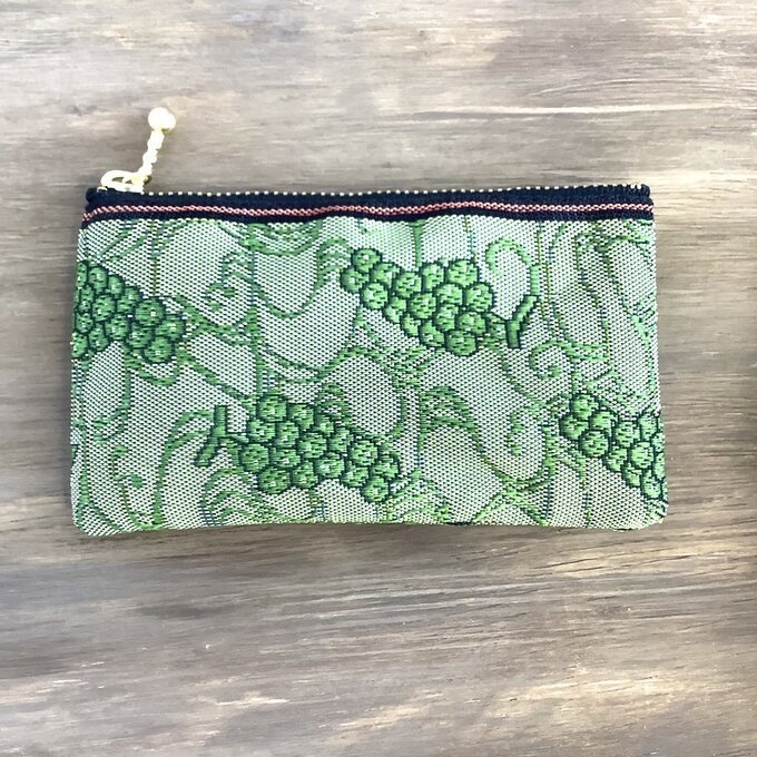 【マスカット】畳縁 ぺたんこ ミニポーチ 小銭入れ カードケース グリーン ワイン