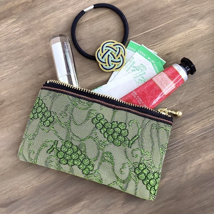 【マスカット】畳縁 ぺたんこ ミニポーチ 小銭入れ カードケース グリーン ワイン