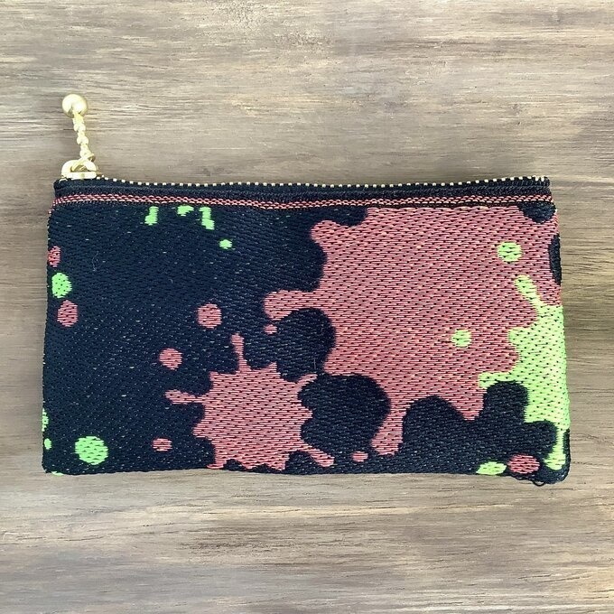 【ポロック】畳縁 ぺたんこ ミニポーチ 小銭入れ カードケース スプラッシュ ペンキ ペインティ インク 赤 ネオンカラー