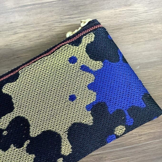 【ポロック】畳縁 ぺたんこ ミニポーチ 小銭入れ カードケース スプラッシュ ペンキ ペインティ インク 青 ゴールド