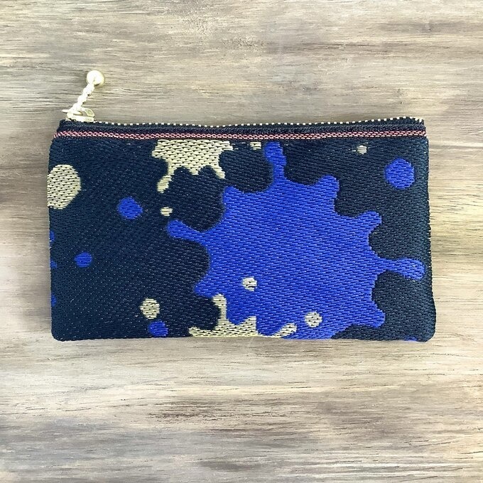 【ポロック】畳縁 ぺたんこ ミニポーチ 小銭入れ カードケース スプラッシュ ペンキ ペインティ インク 青 ゴールド