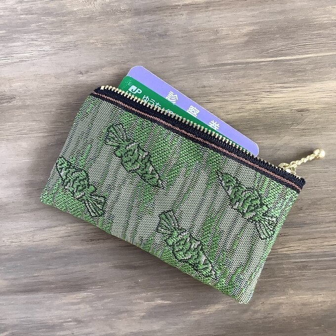 【山葵】畳縁 ぺたんこ ミニポーチ 小銭入れ カードケース わさび 安曇野 信州 グリーン