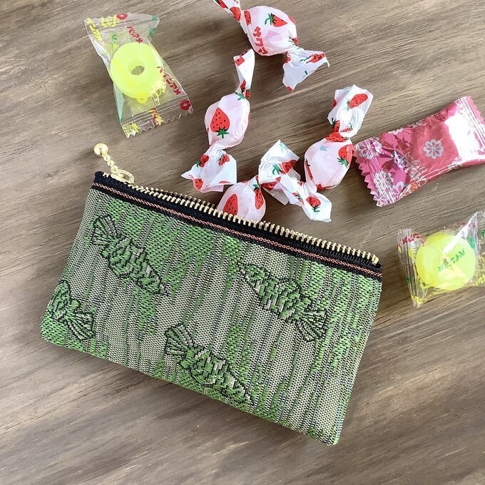 【山葵】畳縁 ぺたんこ ミニポーチ 小銭入れ カードケース わさび 安曇野 信州 グリーン