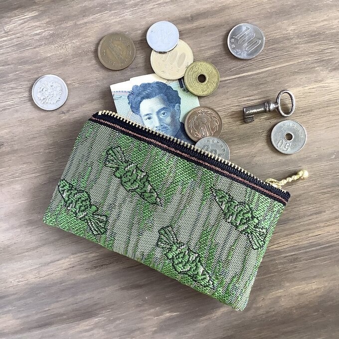 【山葵】畳縁 ぺたんこ ミニポーチ 小銭入れ カードケース わさび 安曇野 信州 グリーン