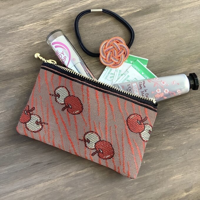 【りんご】畳縁 ぺたんこ ミニポーチ 小銭入れ カードケース リンゴ 安曇野 信州 赤