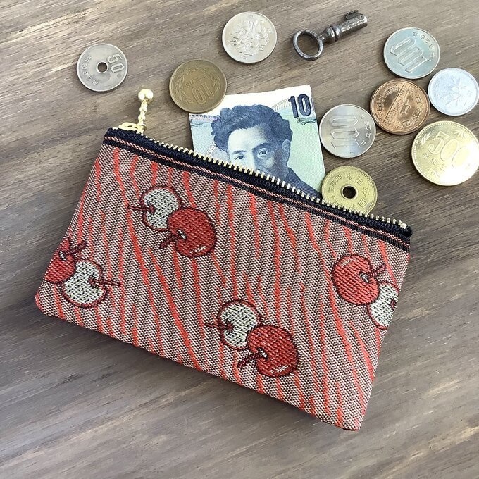 【りんご】畳縁 ぺたんこ ミニポーチ 小銭入れ カードケース リンゴ 安曇野 信州 赤