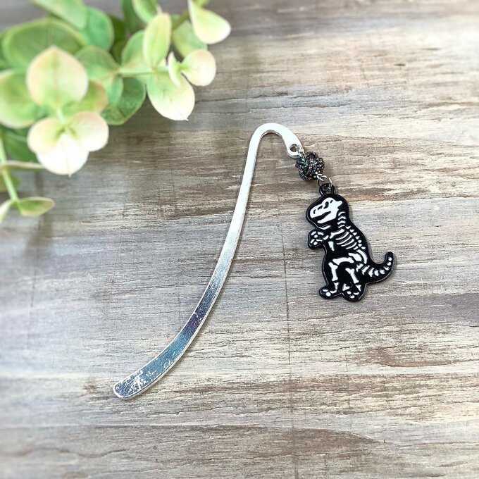 御朱印帳 しおり 水引【ホネホネダイナソー】ブックマーカー 恐竜 スカル 骨 モノトーン