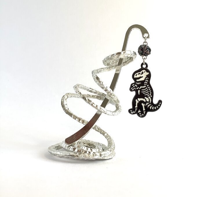 御朱印帳 しおり 水引【ホネホネダイナソー】ブックマーカー 恐竜 スカル 骨 モノトーン