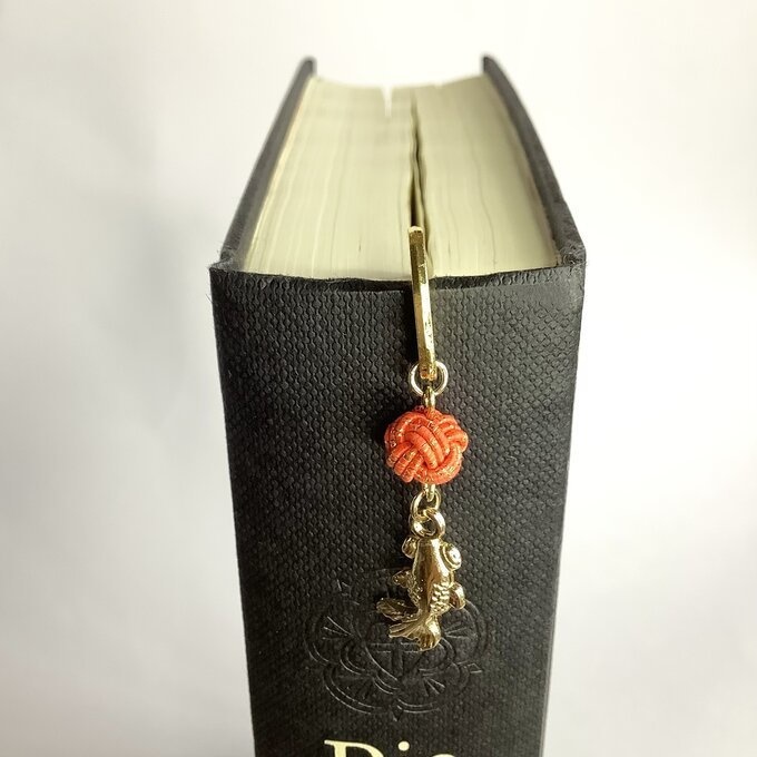 御朱印帳 しおり 水引【金魚】ブックマーカー 朱色 縁起物