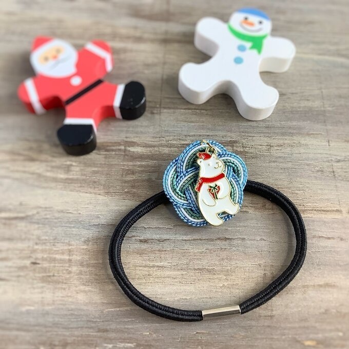 水引 ヘアゴム【サンタベア】ブルー クリスマス しろくま