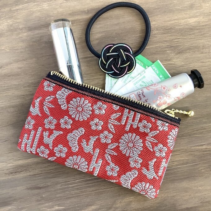 【おめでたうさぎ】畳縁 テトラ型 ペンケース 紅白 縁起物 兎