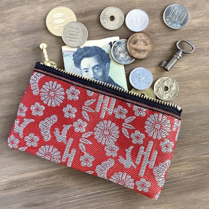 【おめでたうさぎ】畳縁 ぺたんこ ミニポーチ カードケース 小銭入れ 紅白 縁起物 兎