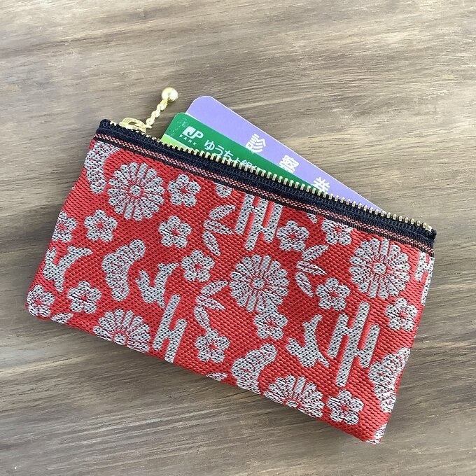 【おめでたうさぎ】畳縁 ぺたんこ ミニポーチ カードケース 小銭入れ 紅白 縁起物 兎