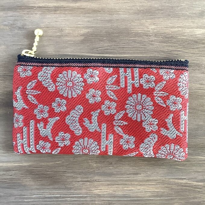 【おめでたうさぎ】畳縁 ぺたんこ ミニポーチ カードケース 小銭入れ 紅白 縁起物 兎