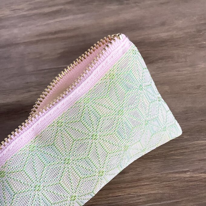 【春宵一刻】畳縁 テトラ型 ペンケース 麻の葉模様 桜色 薄緑 ピンク ニュアンスカラー