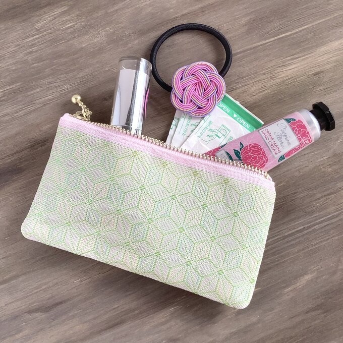 【春宵一刻】畳縁 テトラ型 ペンケース 麻の葉模様 桜色 薄緑 ピンク ニュアンスカラー