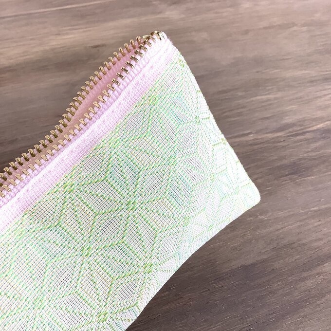 【春宵一刻】畳縁 テトラ型 ペンケース 麻の葉模様 桜色 薄緑 ピンク ニュアンスカラー