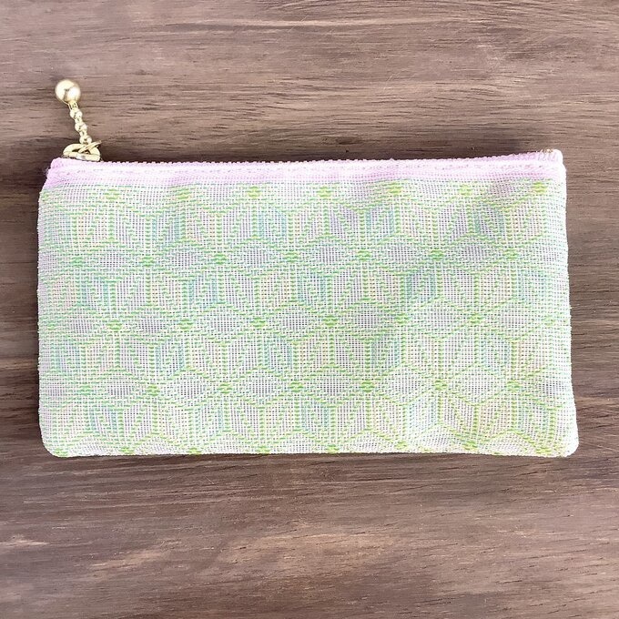 【春宵一刻】畳縁 ぺたんこ ミニポーチ カードケース 小銭入れ 麻の葉模様 桜色 薄緑 ピンク ニュアンスカラー