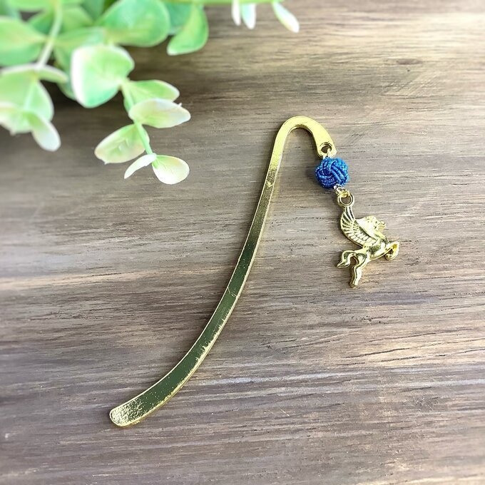 御朱印帳 しおり 水引【金のペガサス】ブックマーカー 天馬 ファンタジー