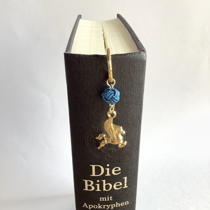 御朱印帳 しおり 水引【金のペガサス】ブックマーカー 天馬 ファンタジー