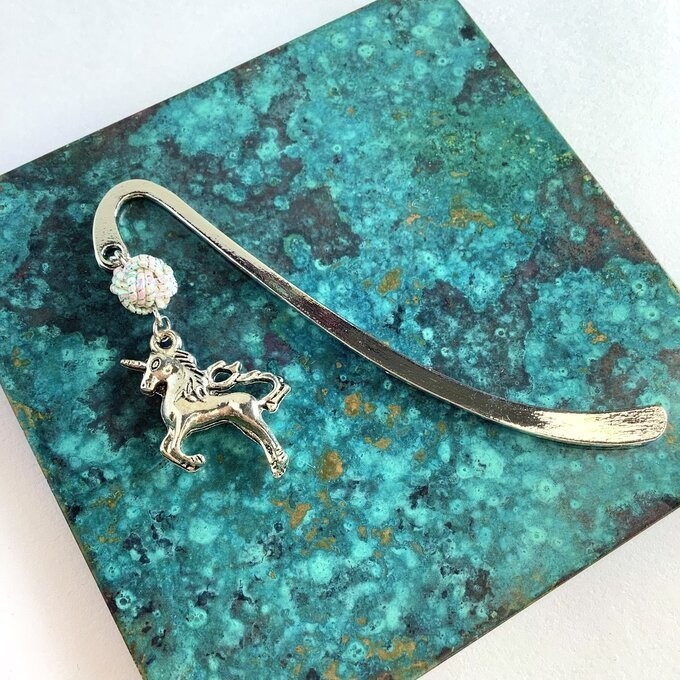 御朱印帳 しおり 水引【銀のユニコーン】ブックマーカー ファンタジー