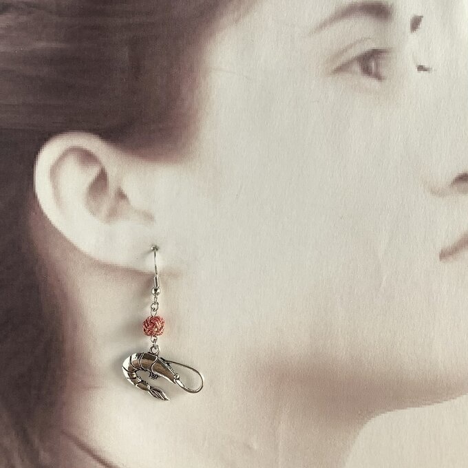 水引【海老】ピアス 大人可愛い 魚介 釣り シルバー