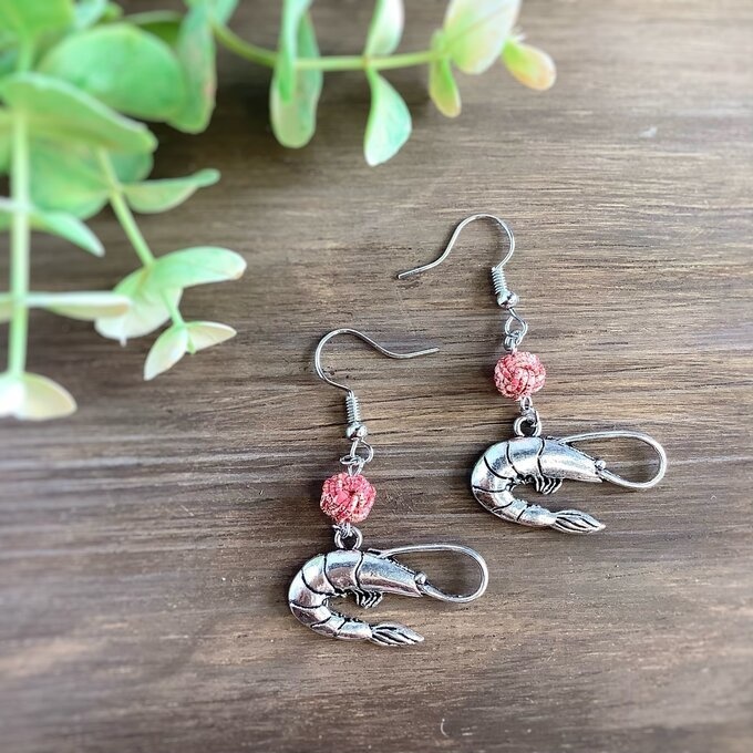 水引【海老】ピアス 大人可愛い 魚介 釣り シルバー