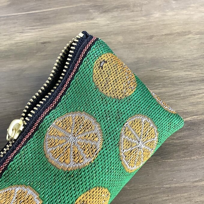 【みかん】畳縁 テトラ型 ペンケース 柑橘 オレンジ シトラス 緑