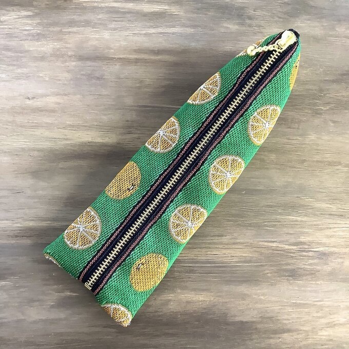 【みかん】畳縁 テトラ型 ペンケース 柑橘 オレンジ シトラス 緑