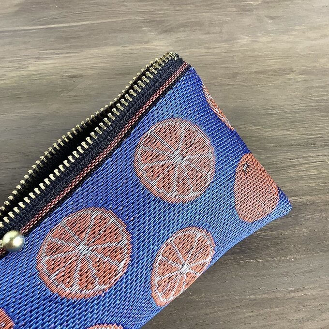 【みかん】畳縁 テトラ型 ペンケース 柑橘 オレンジ シトラス 青