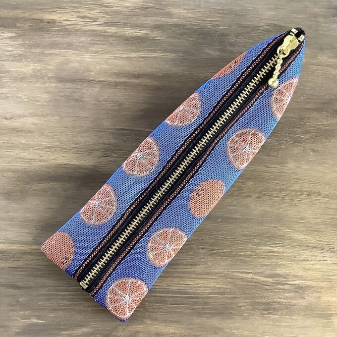 【みかん】畳縁 テトラ型 ペンケース 柑橘 オレンジ シトラス 青