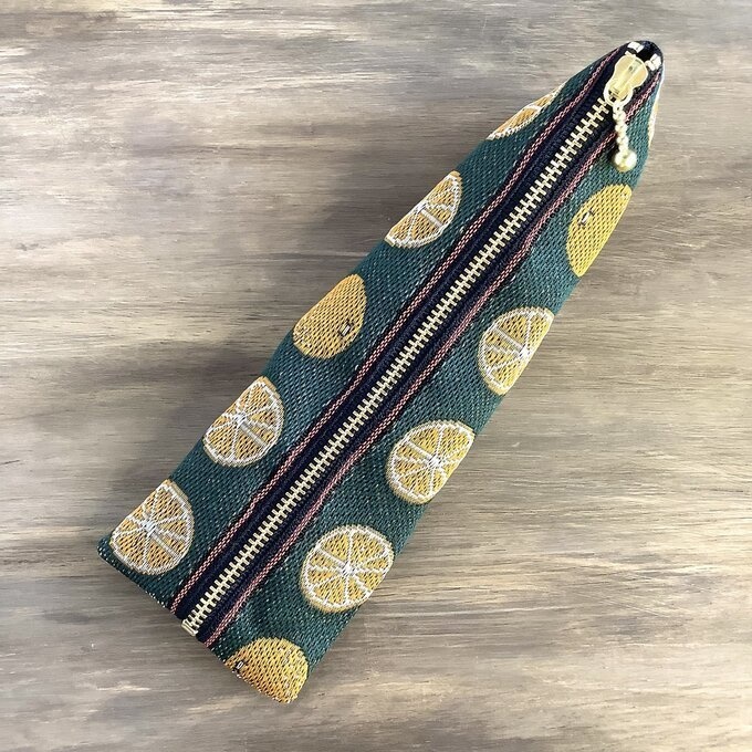 【みかん】畳縁 テトラ型 ペンケース 柑橘 オレンジ シトラス 深緑