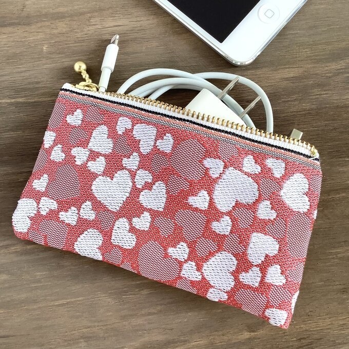 【ハート柄】畳縁 ぺたんこ 小銭入れ ミニポーチ ピンク ラブリー カードケース