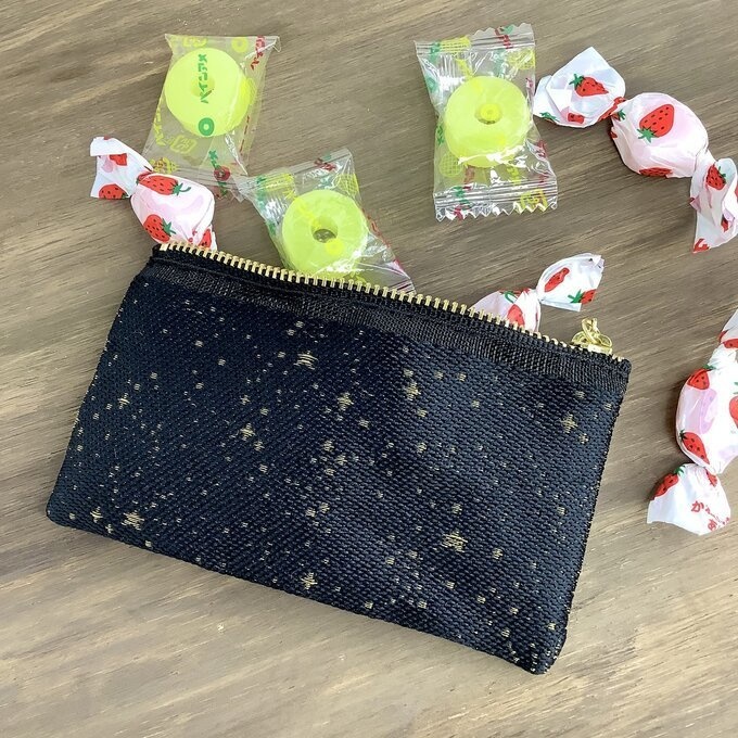 【星降る夜 金星】畳縁 ぺたんこ ミニポーチ 小銭入れ カードケース 星 スター 宇宙 空 黒 金