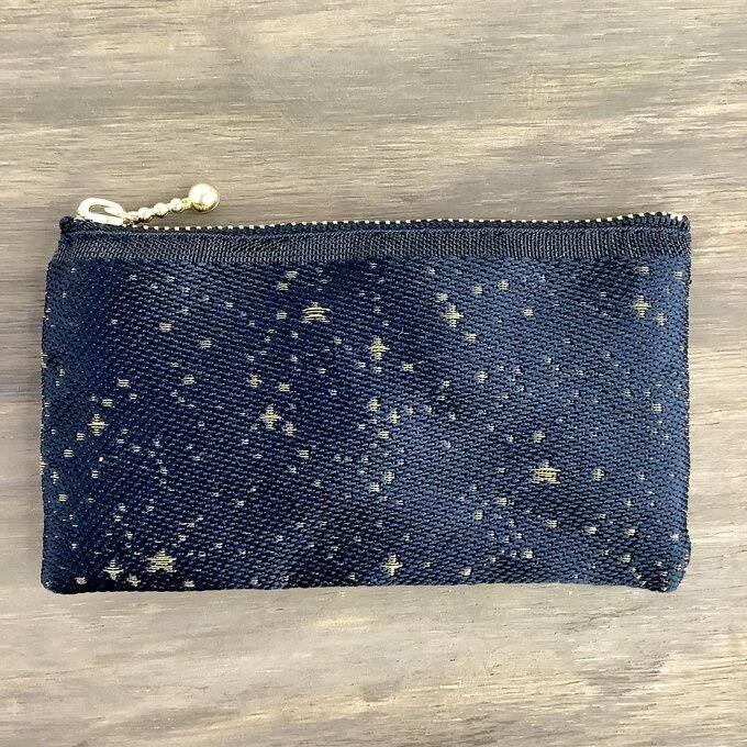 【星降る夜 金星】畳縁 ぺたんこ ミニポーチ 小銭入れ カードケース 星 スター 宇宙 空 黒 金