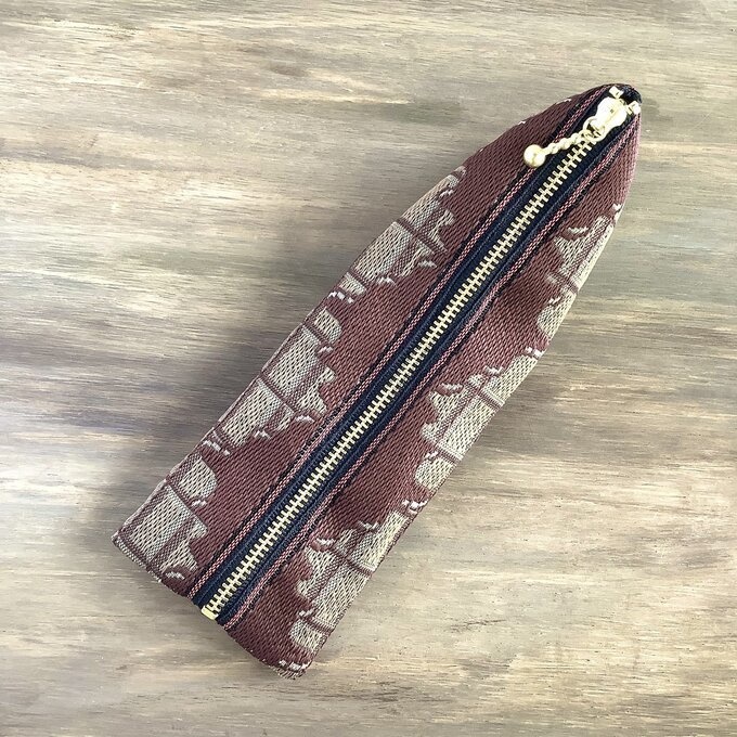 【板チョコ ミルク】畳縁 テトラ型 ペンケース 茶色 バレンタイン