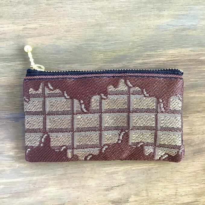 【板チョコ ミルク】畳縁 ぺたんこ ミニポーチ 小銭入れ カードケース 茶色 バレンタイン