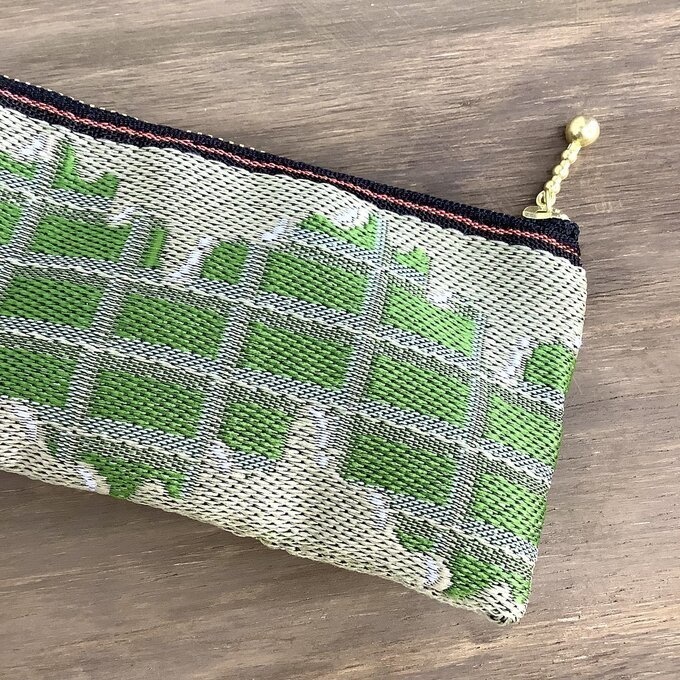 【板チョコ 抹茶】畳縁 テトラ型 ペンケース 緑色 バレンタイン