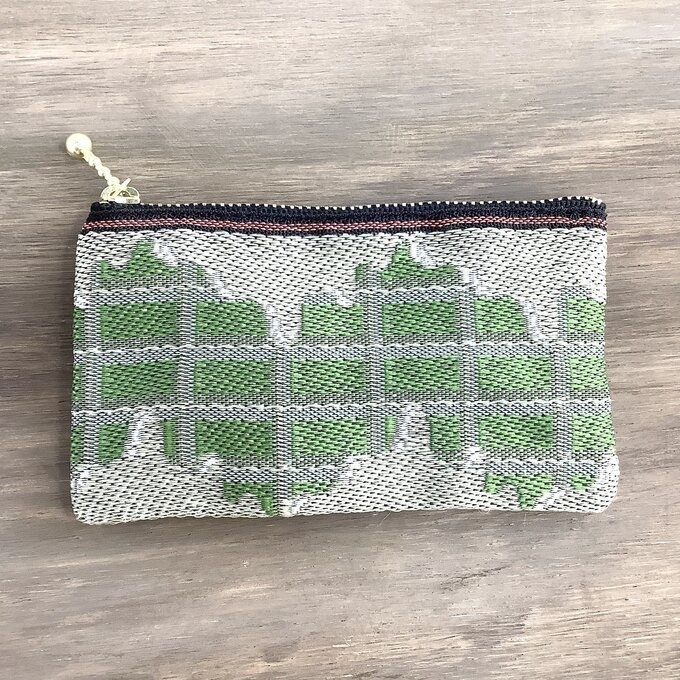 【板チョコ 抹茶】畳縁 ぺたんこ ミニポーチ 小銭入れ カードケース 緑色 バレンタイン