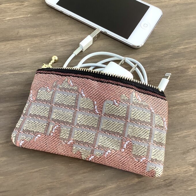 【板チョコ いちご】畳縁 ぺたんこ ミニポーチ 小銭入れ カードケース ピンク バレンタイン