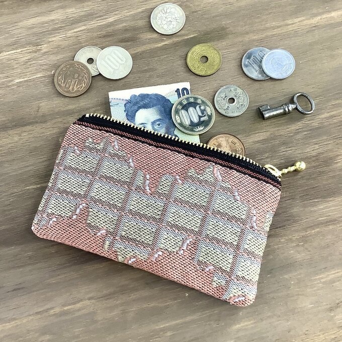 【板チョコ いちご】畳縁 ぺたんこ ミニポーチ 小銭入れ カードケース ピンク バレンタイン