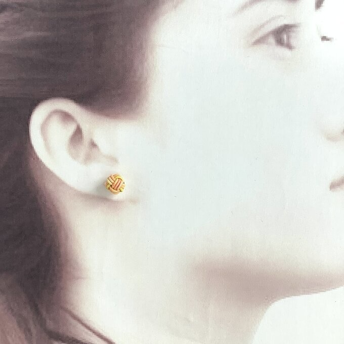 【夕焼けの雫】水引 ピアス ★オリジナル染色 大人可愛い オレンジ