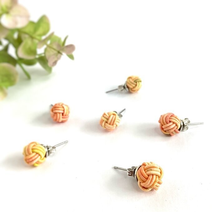 【夕焼けの雫】水引 ピアス ★オリジナル染色 大人可愛い オレンジ
