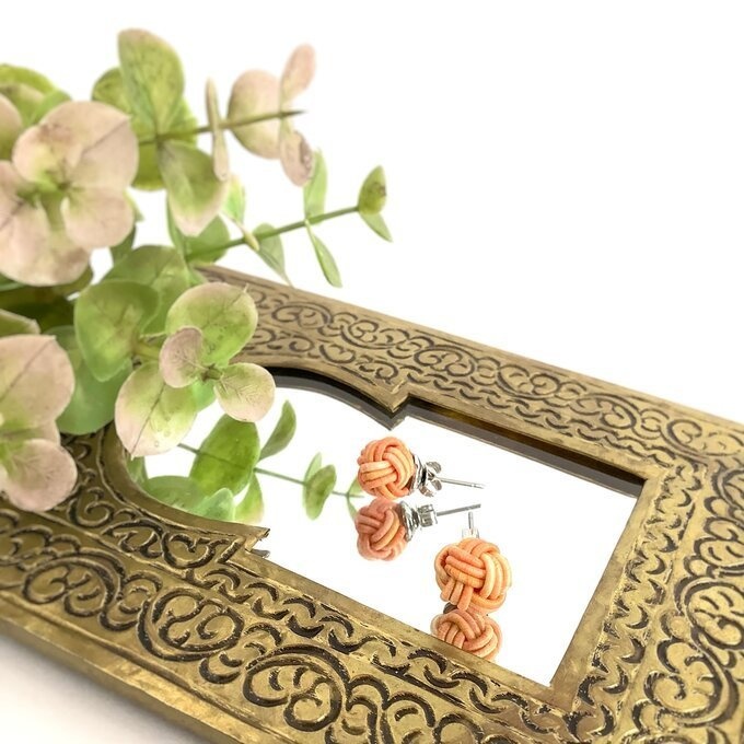 【夕焼けの雫】水引 ピアス ★オリジナル染色 大人可愛い オレンジ