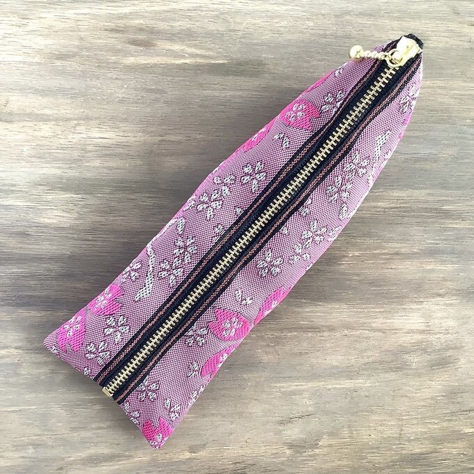 【河津桜】畳縁 テトラ型 ペンケース 桜 春 ピンク フューシャ フクシア